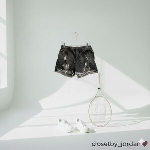 Black Ripped High-Waisted Denim Shorts